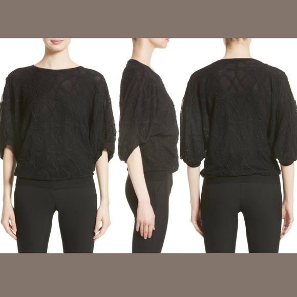NWT $445 Fuzzi [ Small ] Lace Cocoon Sleeve‎ Top in Black #C978 - Picture 1 of 8